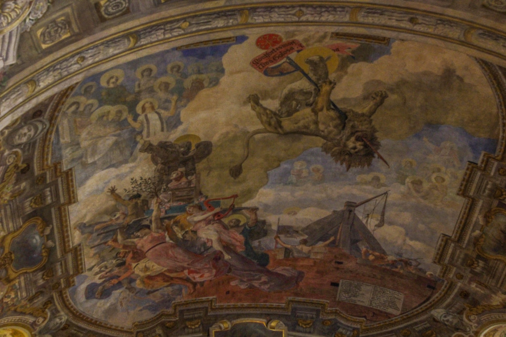 Fresco del techo que representa la ascensión al cielo en la Sala de los Ilustres, Capitolio de Toulouse.